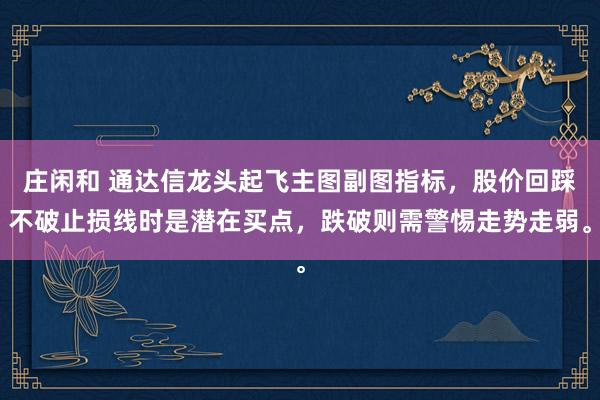 莊閑和 通達信龍頭起飛主圖副圖指標，股價回踩不破止損線時是潛在買點，跌破則需警惕走勢走弱。
