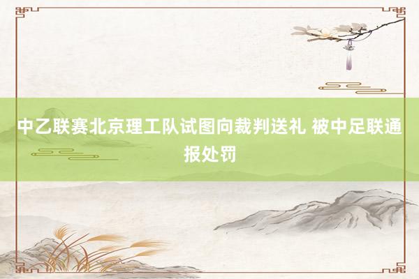 中乙聯(lián)賽北京理工隊(duì)試圖向裁判送禮 被中足聯(lián)通報(bào)處罰