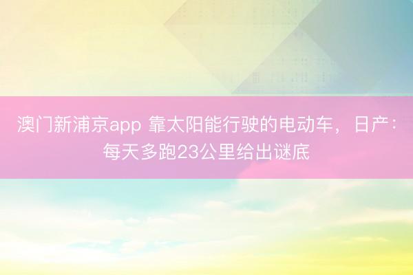 澳門新浦京app 靠太陽能行駛的電動車，日產：每天多跑23公里給出謎底